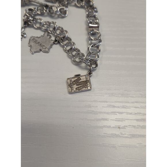 Vintage Sterling Silver Charm Bracelet 6 France Inspired Charms 23.4 Grams 7" - Picture 8 of 10